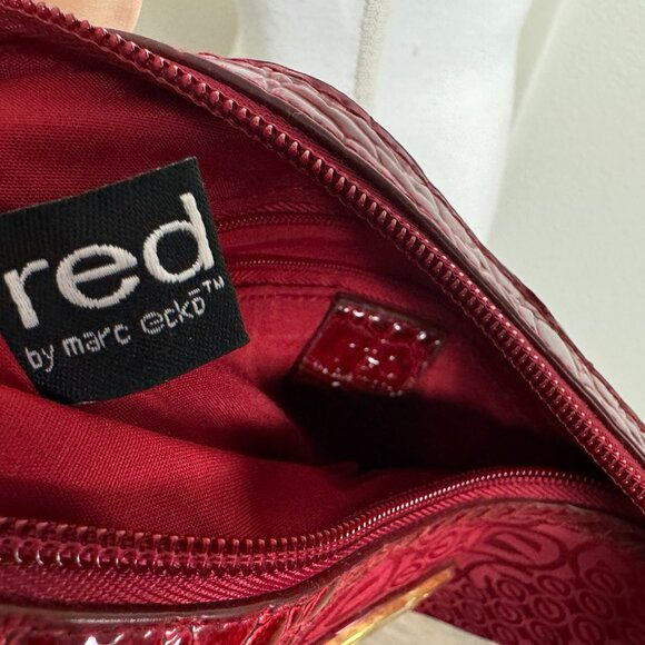 Cute Red Shoulder Bag Croc Style Fabric - Picture 10 of 13